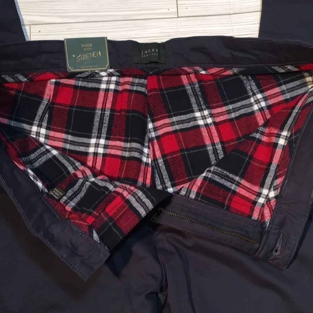 Jachs Bowie fit mid rise slim straight leg flannel lined trouser